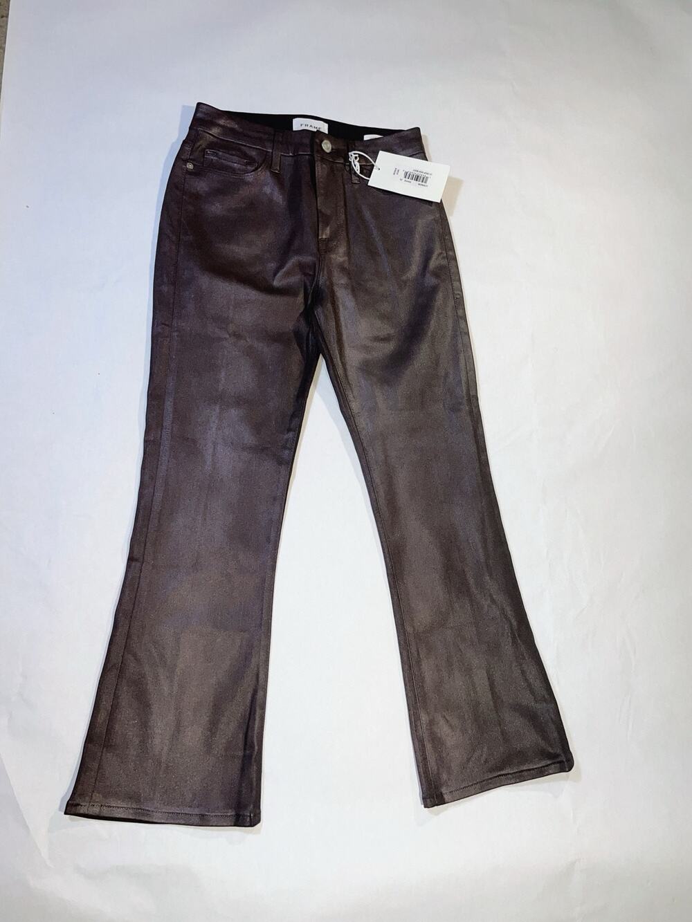 NWT Frame Le Crop Mini Boot Coated Denim - Womens Size 28 - Brown